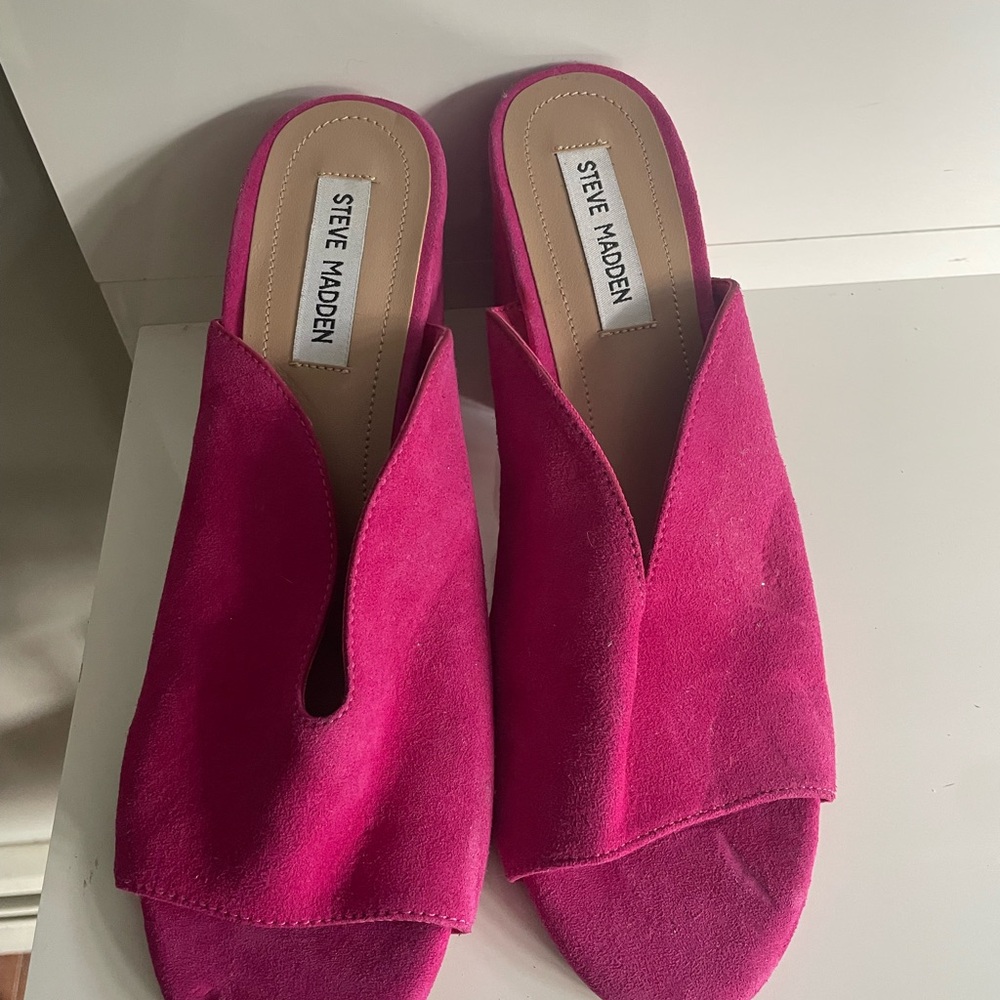 Steve Madden Pink Mules Asymmetrical Strap
